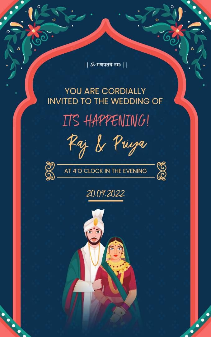 Wedding card on sale edit online