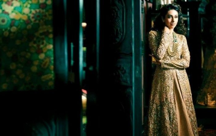 Bridal Inspiration: Soft Gold Lehengas by Sabyasachi on Karisma Kapoor ...