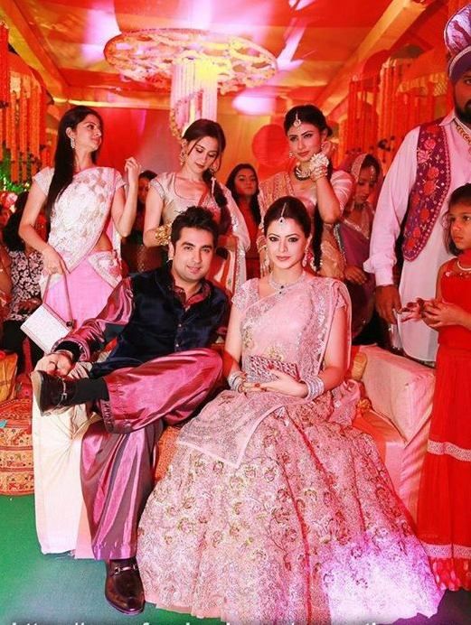 Aamna Sharif in a Powder blue lehenga from Shopmulmul