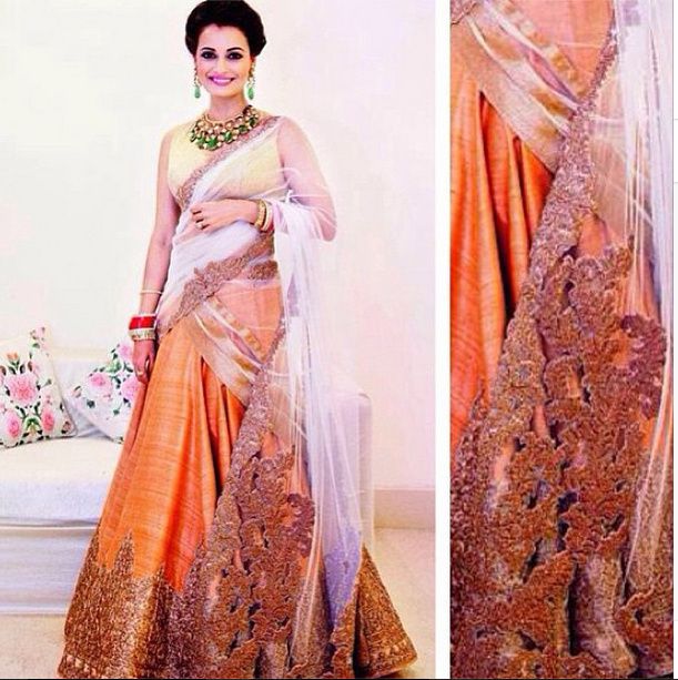 Dia Mirza in Designer Interesting Saree Back Neck Blouse - Saree Blouse  Patterns