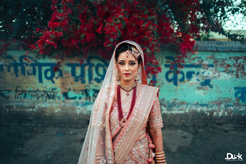 Pastel pink bridal lehenga 