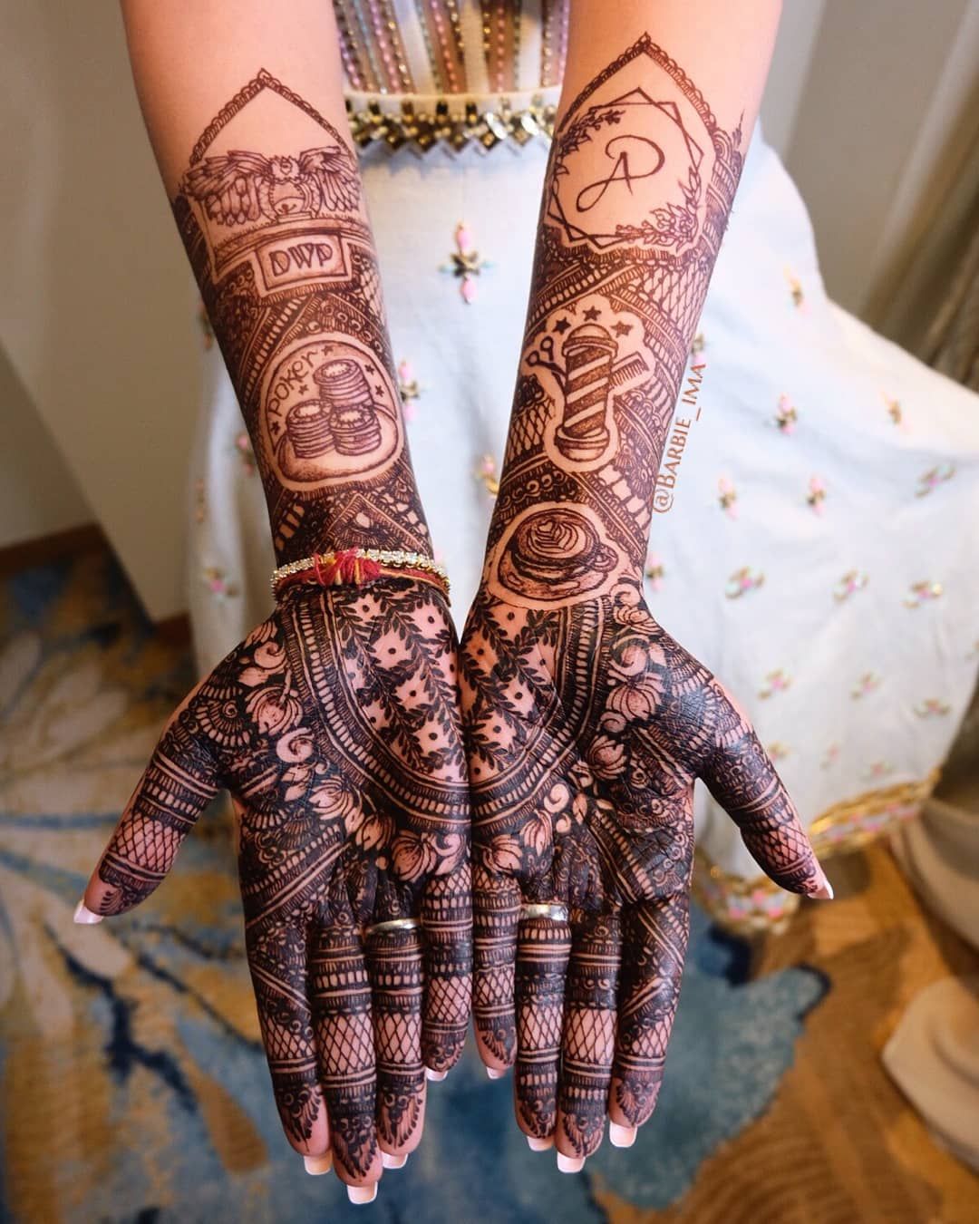 personalised favourite things on mehendi on hand