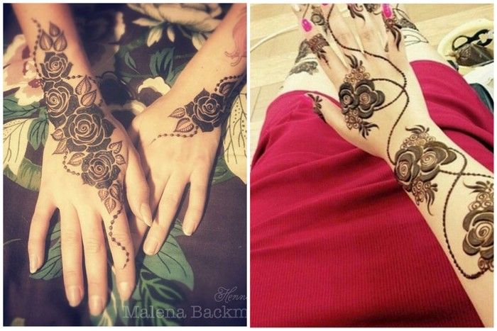 Vintage Rose Design mehendi on hand