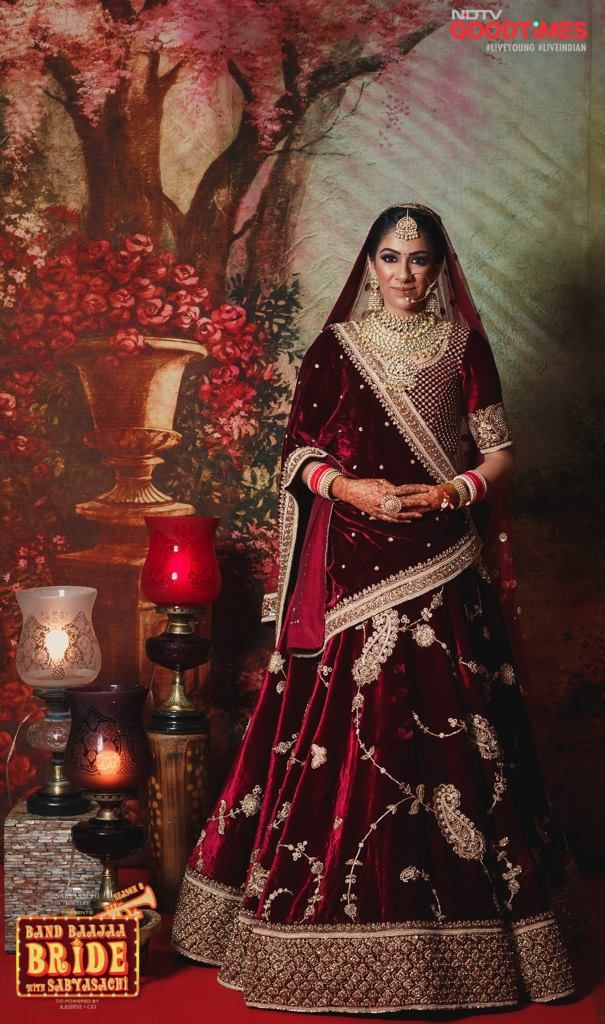 Maroon Bridal velvet lehenga