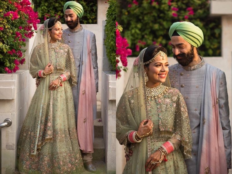 Sage Green bridal lehenga