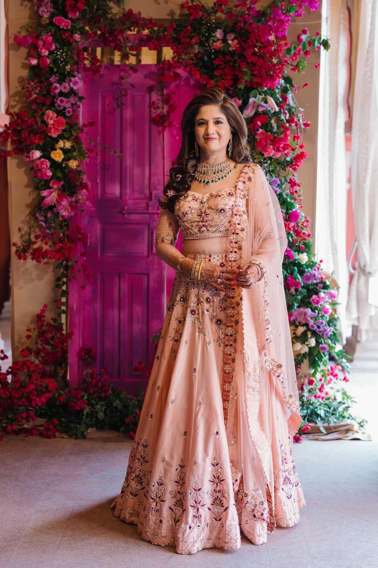 pink lehenga for mother of the bride