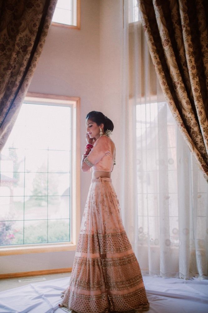 A Dreamy Wedding In The Wilderness With A Bride In A Blush Pink Lehenga ...