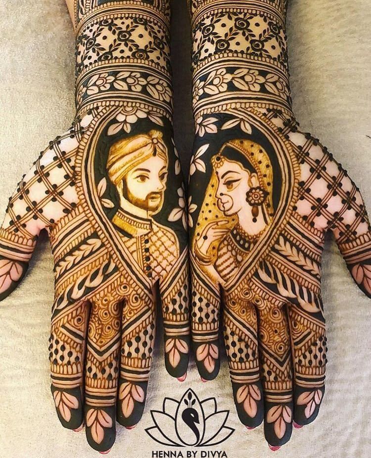 Couple portrait arabic mehndi design