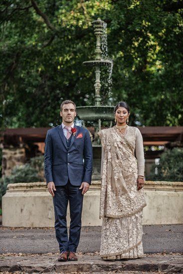 Ivory and beige saree with heavy lace embroidery