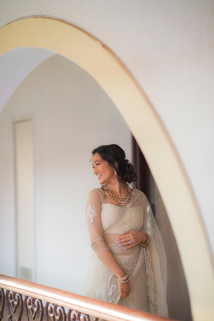 White Tissue saree for reception