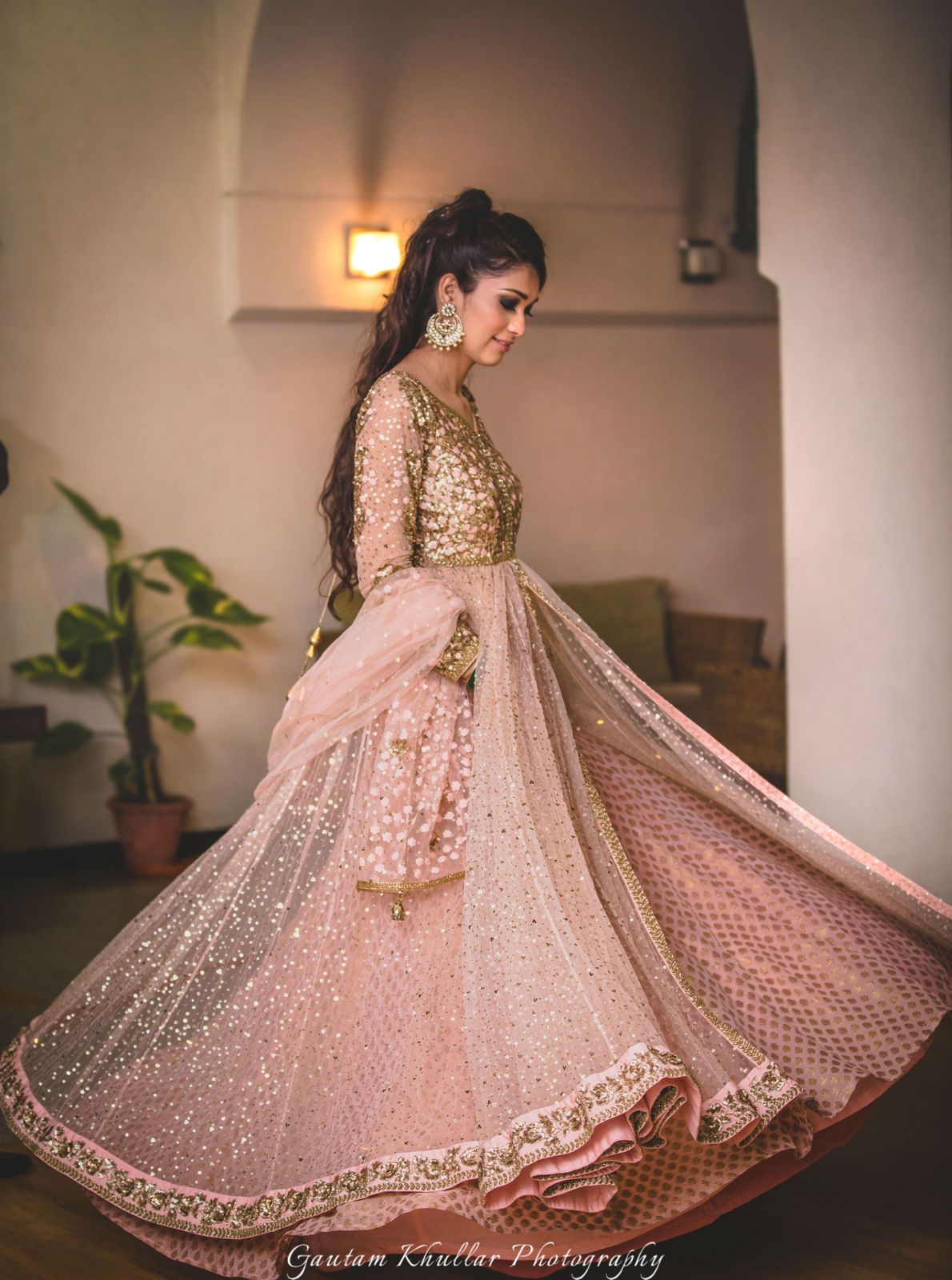 Designer Peach Anarkali Suit