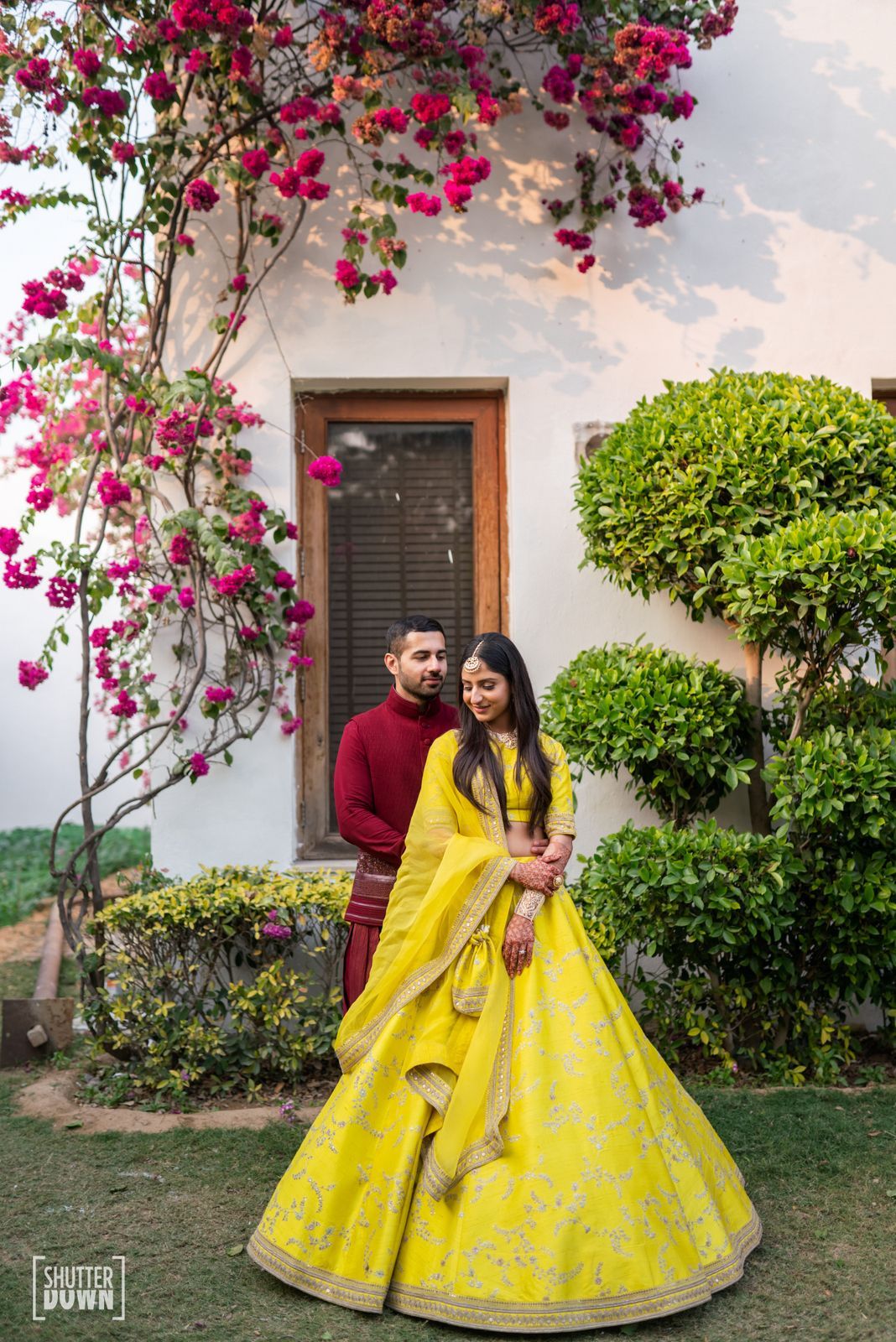 Yellow engagement lehenga