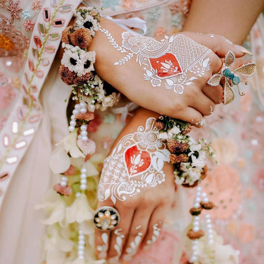 white henna design for brides