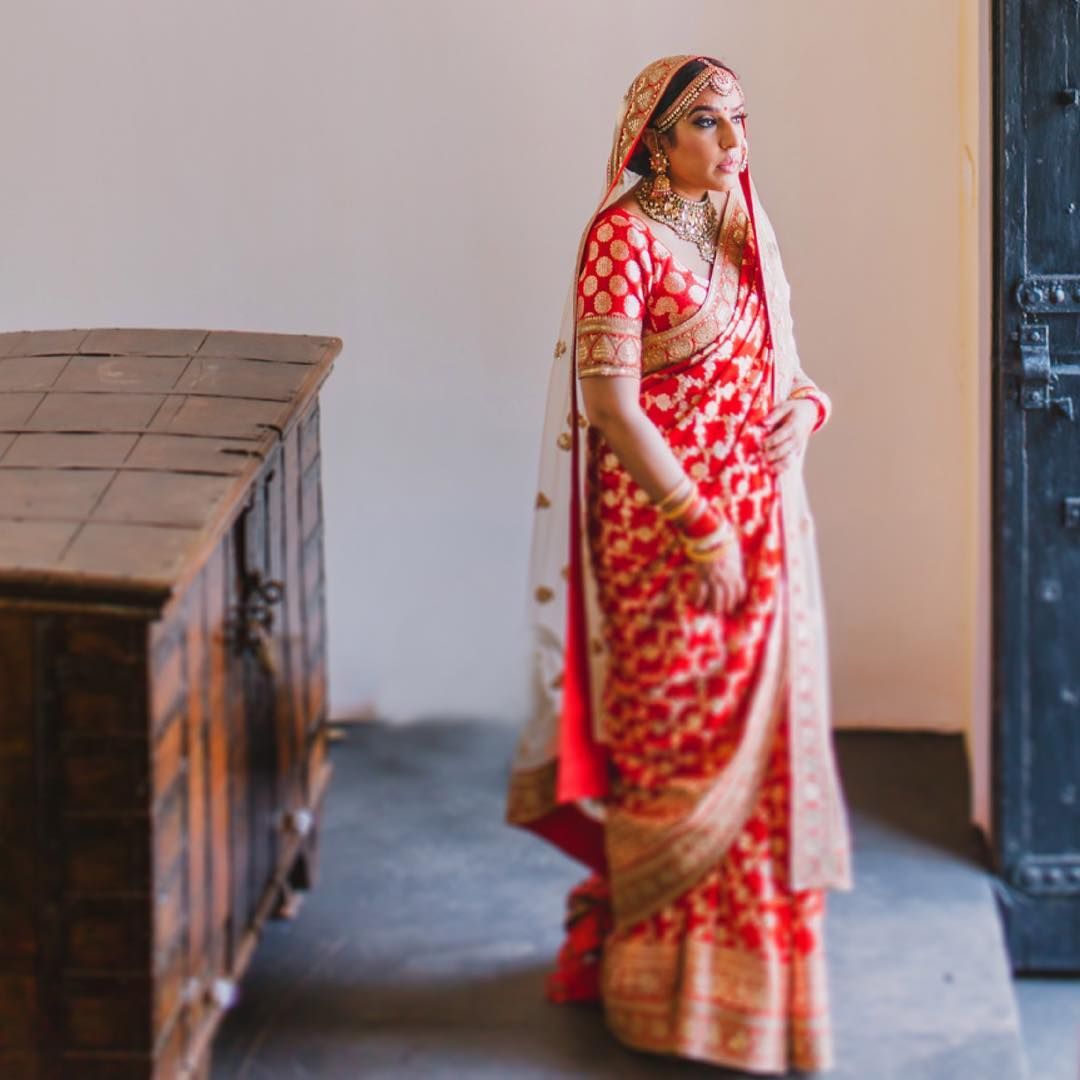 Printed bridal banarasi saree 