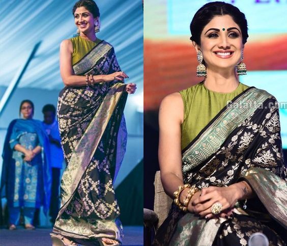 Shilpa Shetty's black banarasi saree