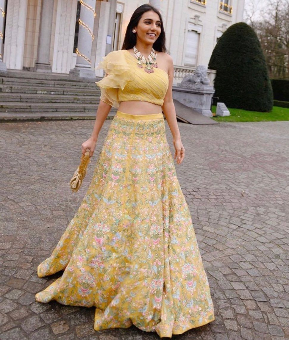 one shoulder lehenga choli