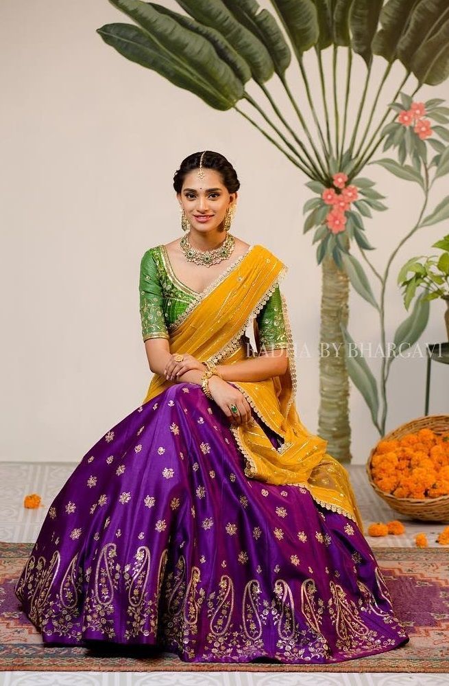 The Most Gorgeous South Indian Lehenga Saree Designs We Spotted Wedmegood 