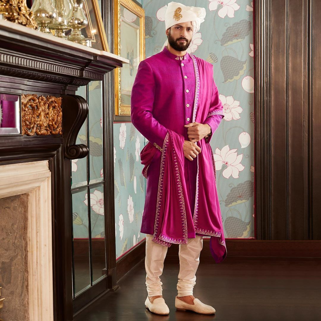 Aubergine Sherwani for grooms