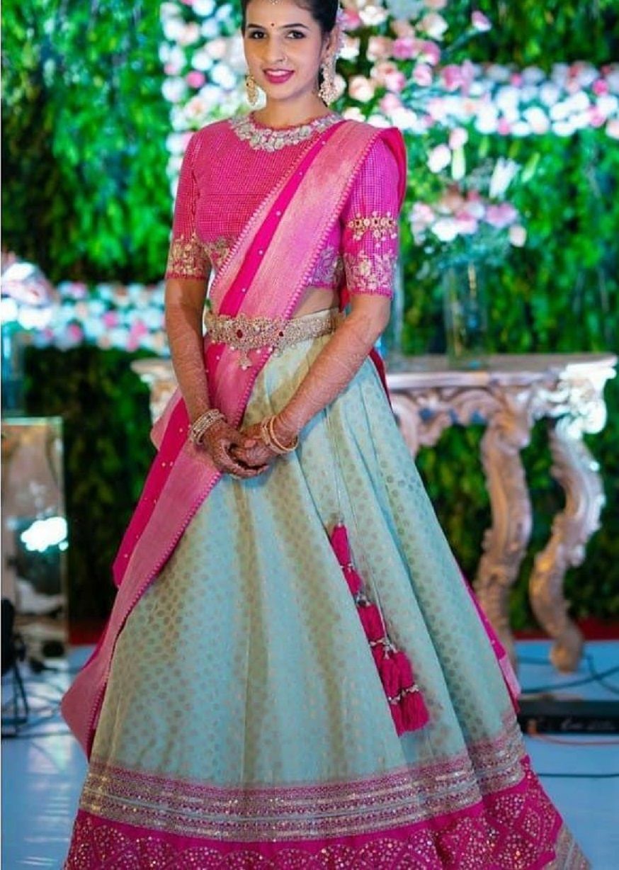 The Most Gorgeous South Indian Lehenga Saree Designs We Spotted Wedmegood 6181