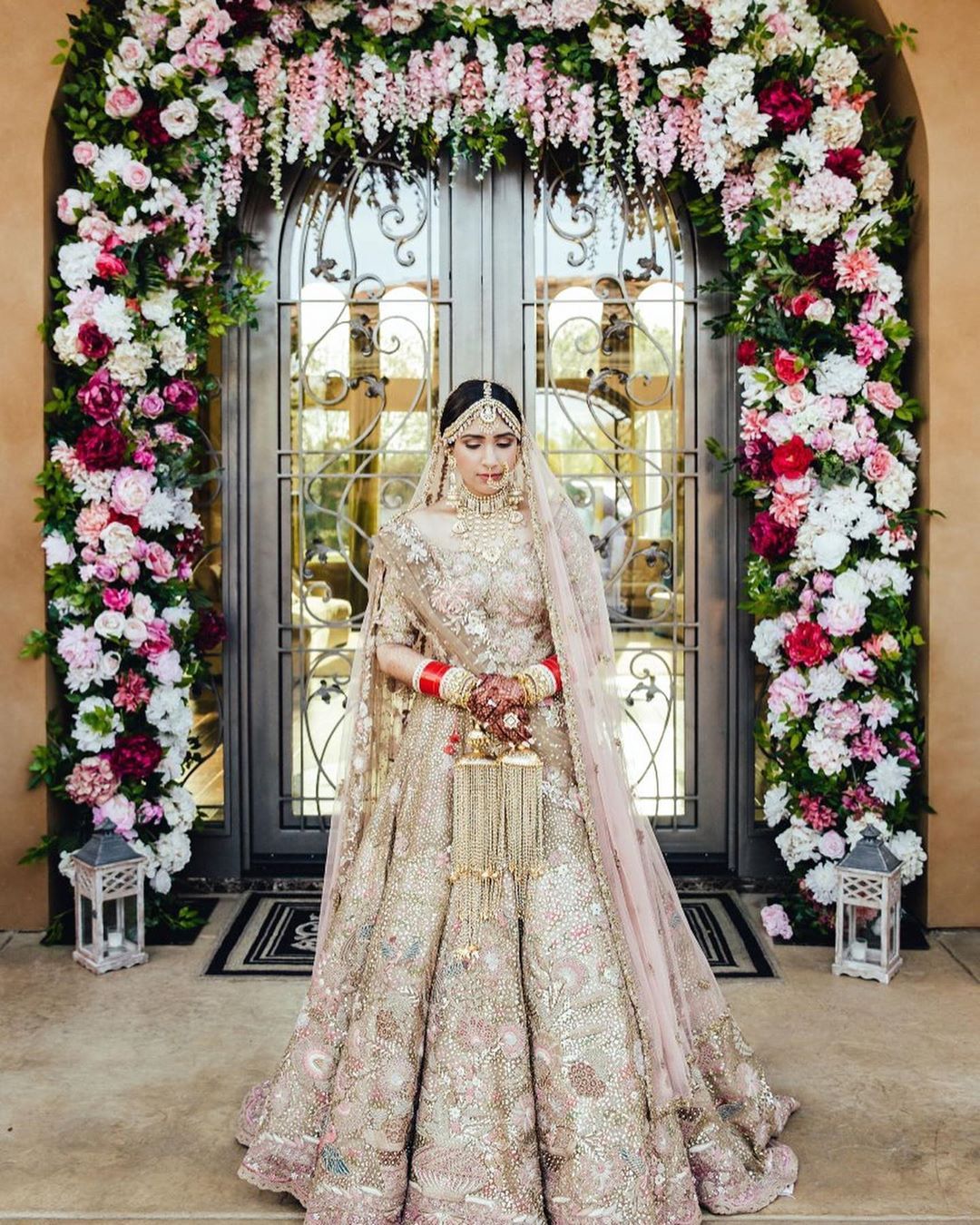 Pastel bridal lehenga with sequins