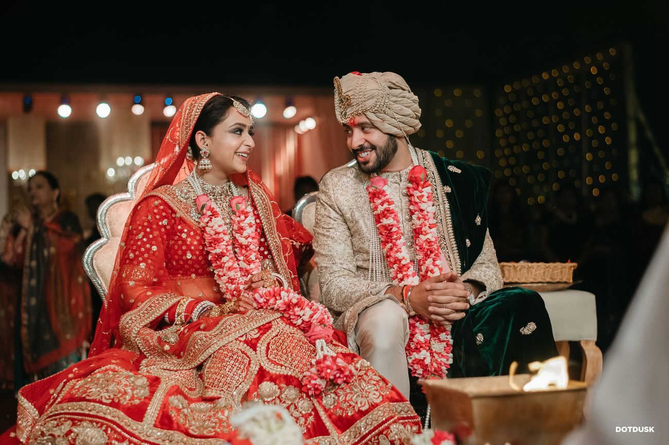 Glamorous Ludhiana Wedding With The Couple In Traditional Colours Wedmegood 