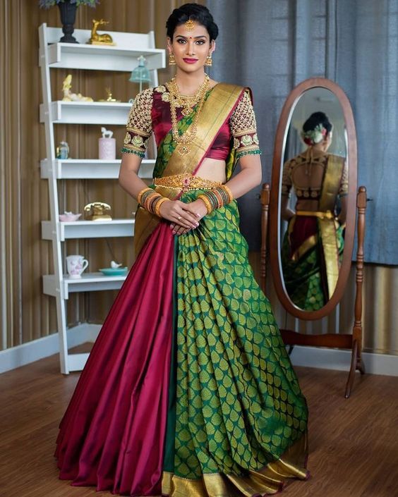 Vratham look for South Indian Bride- Half Saree