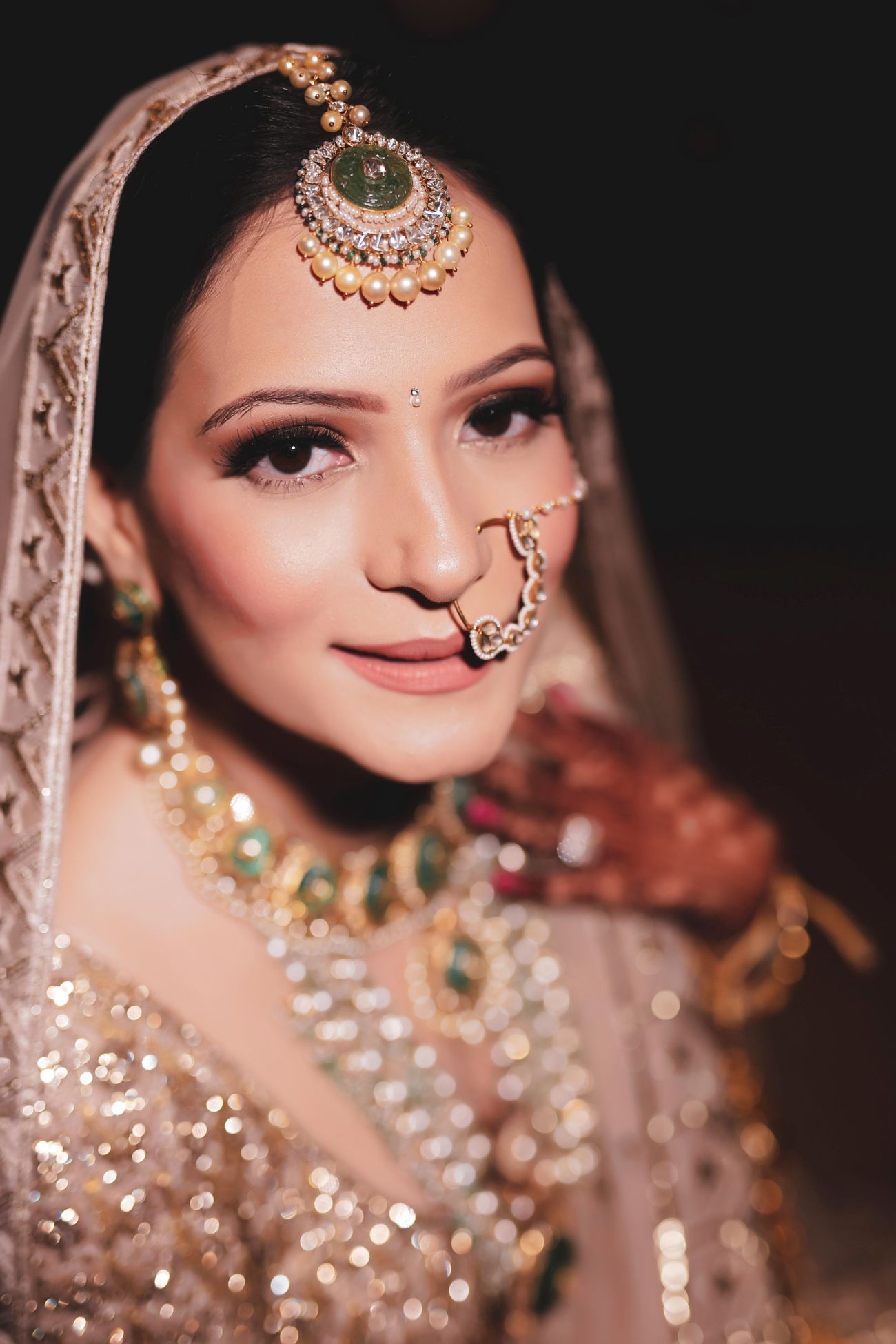 bridal portrait with nude makeup