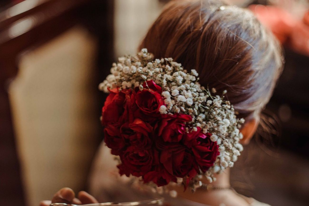 bridal bun with roses