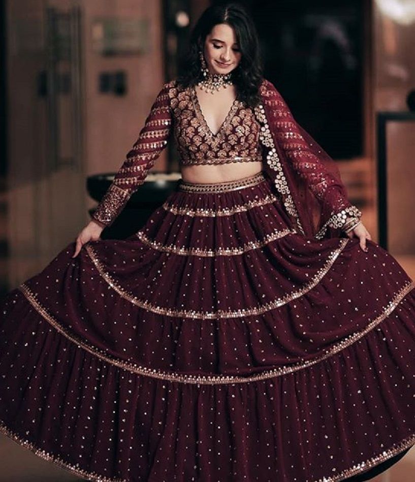 Brides That Picked Wine Coloured Lehengas For Their Wedding Soirees Wedmegood 3289