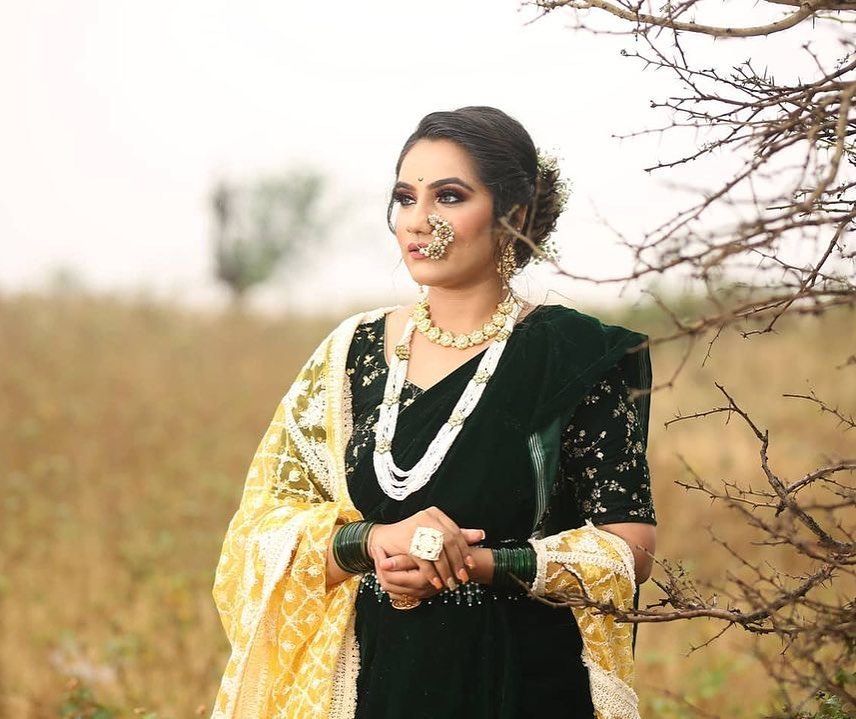 Gorgeous Velvet Saree Looks On Marathi Brides Wedmegood