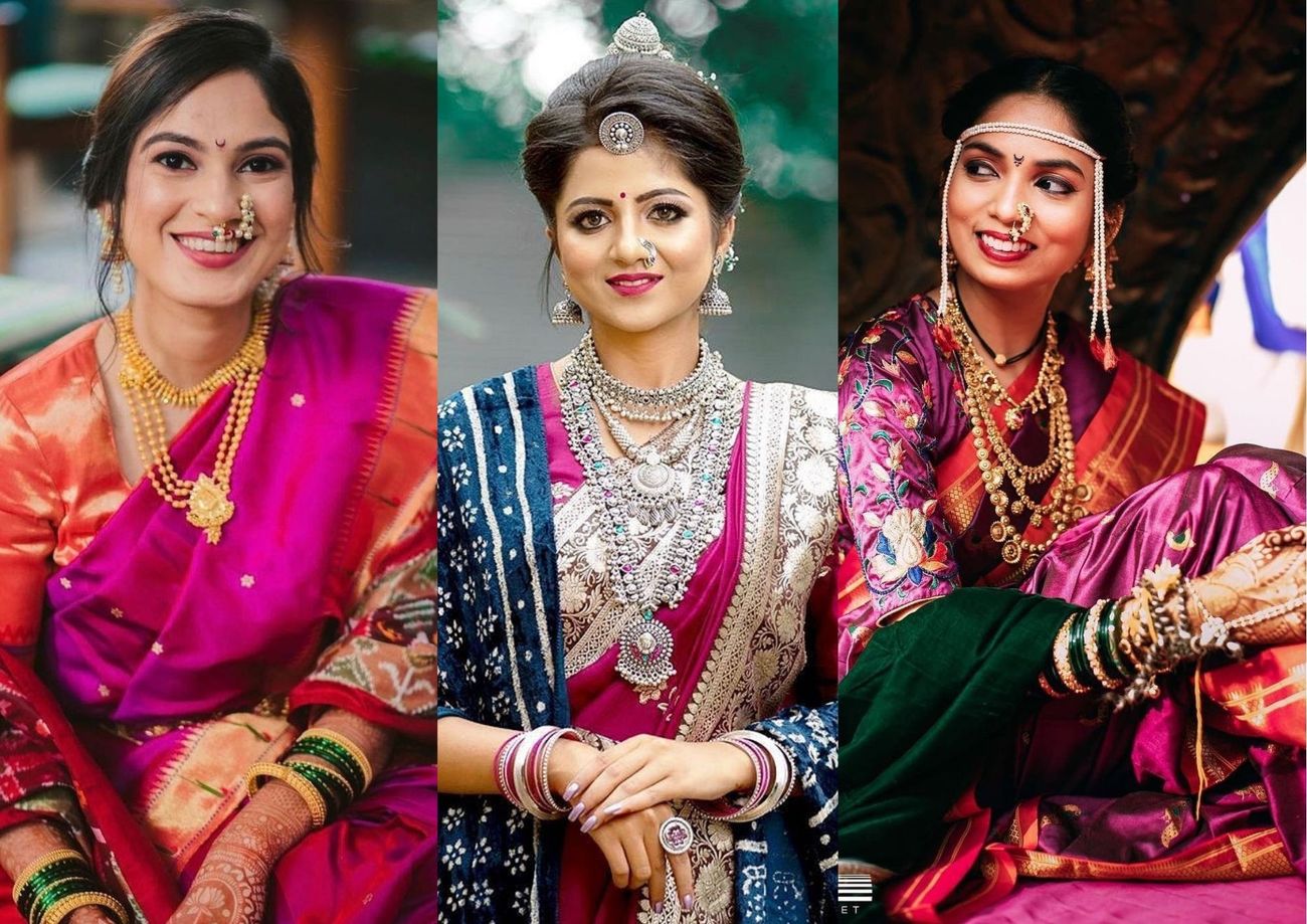 Marathi Brides Who Wore The Prettiest Plum Sarees! | WedMeGood