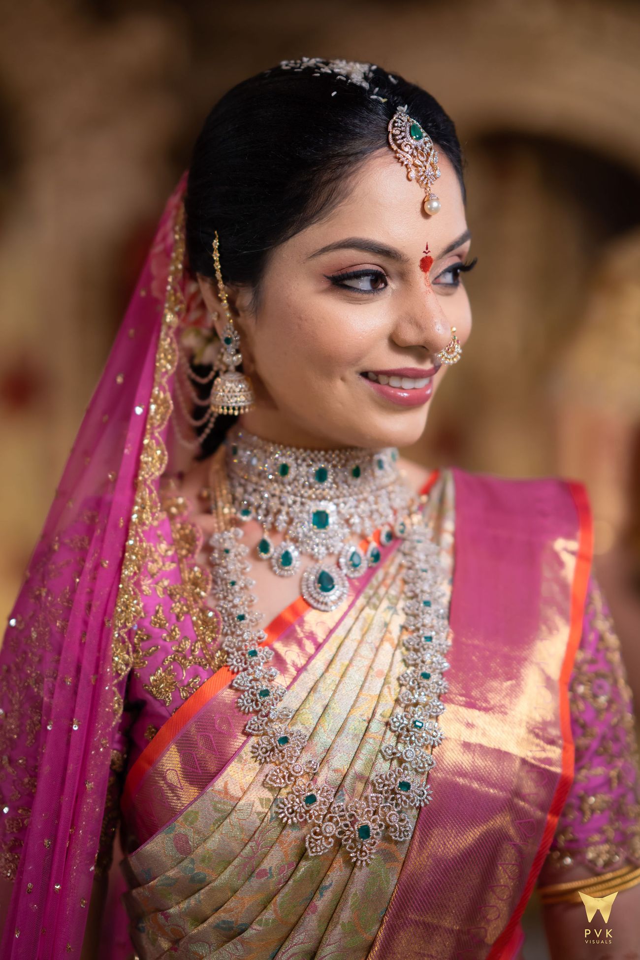 A Traditional Telugu Wedding With A Gorgeous Gold & Pink Kanjeevaram ...