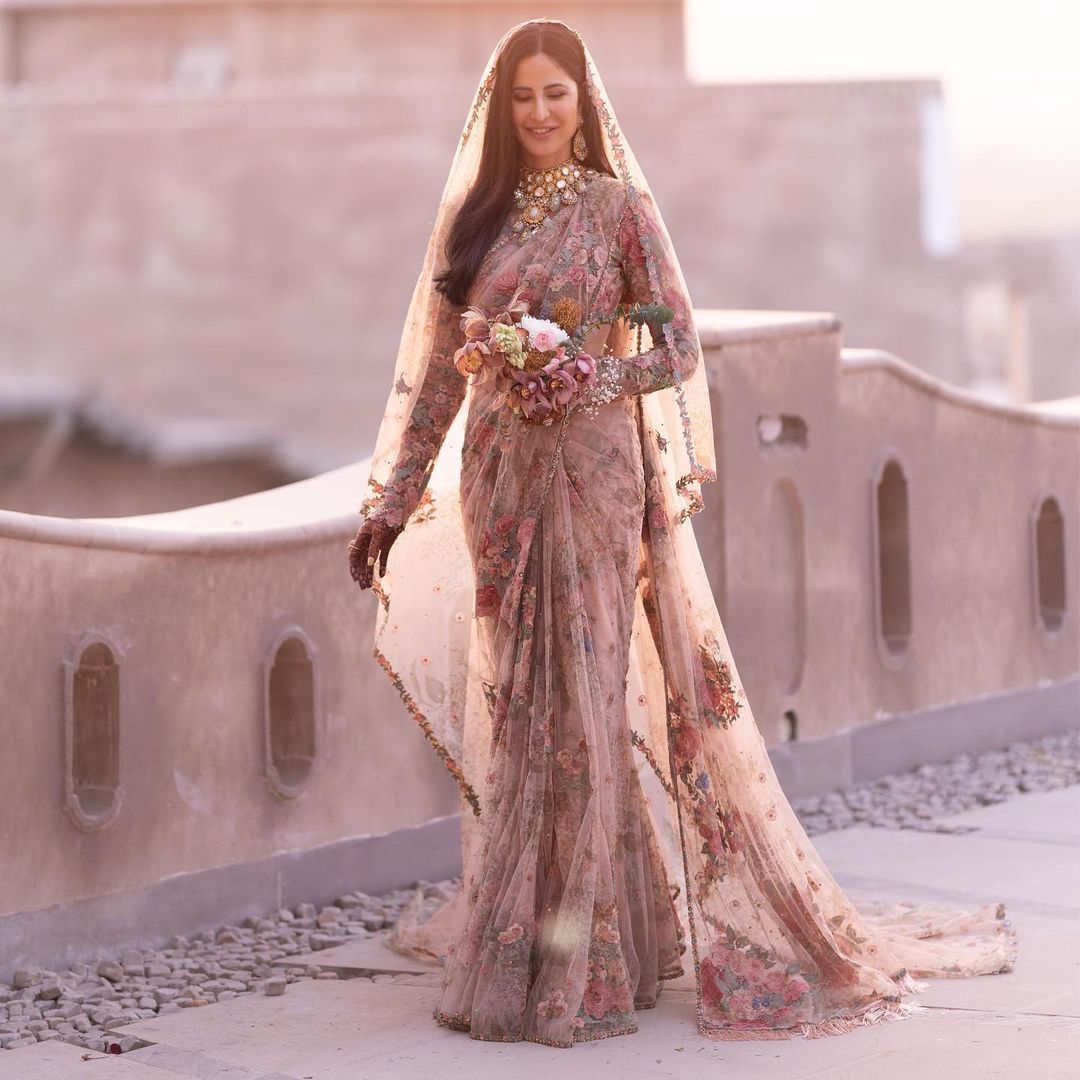 Katrina in a pastel sari 