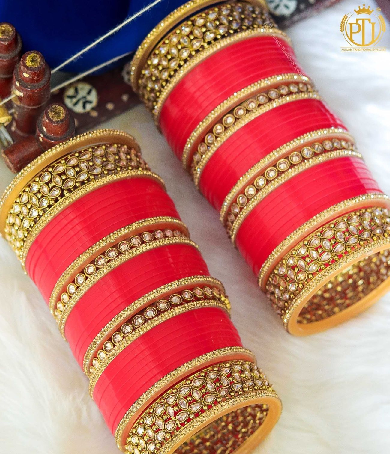 red and gold is one of the latest bridal chura designs of 2022