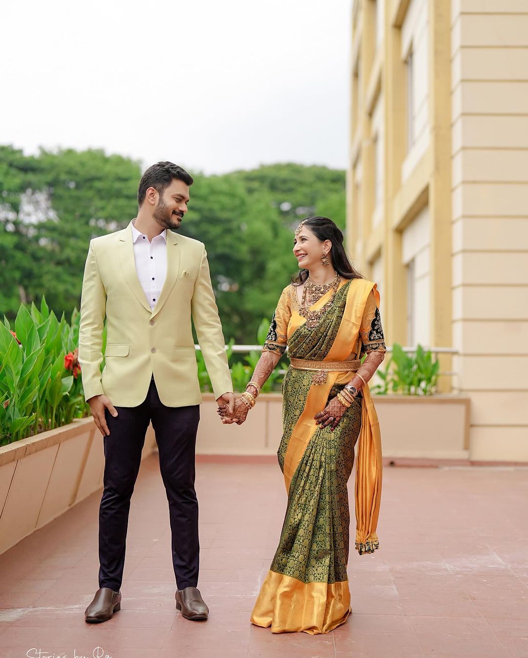 green olive dark bride groom south india