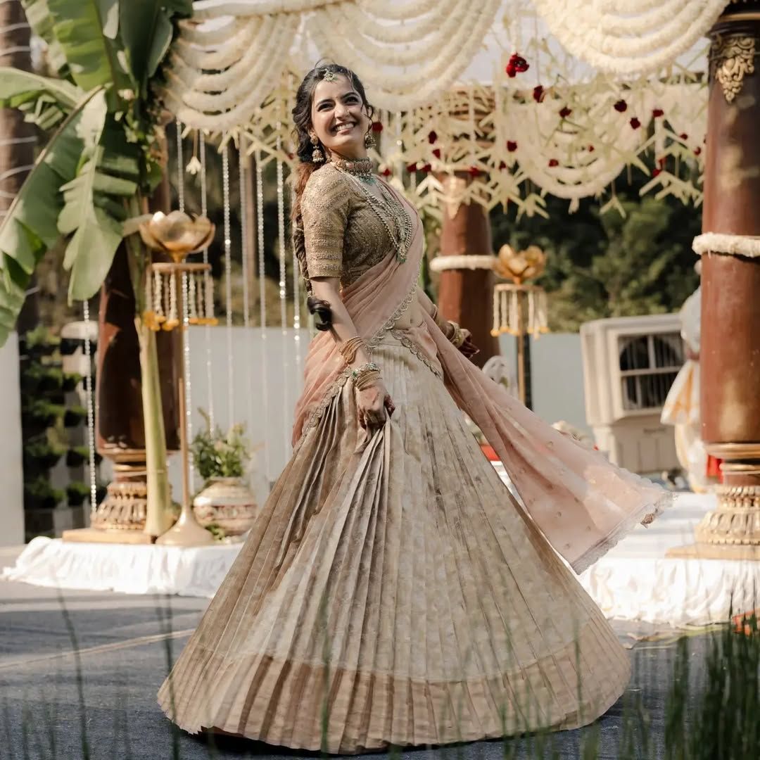 BRIDAL KANJEEVARAM HALF SAREE IN MAUVE