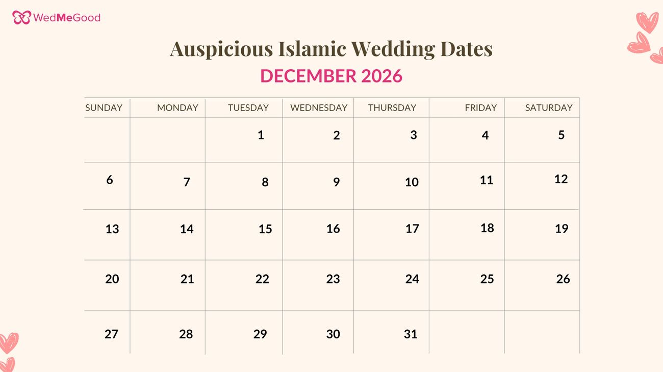 Islamic wedding dates 2026