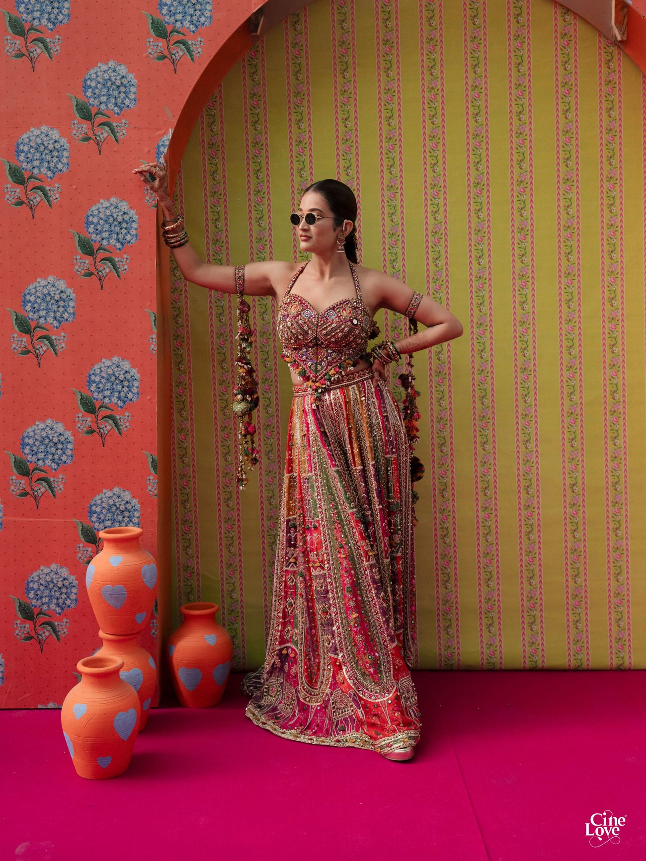 Bridal portrait showcasing Torani couture, statement jewellery and traditional wedding styling