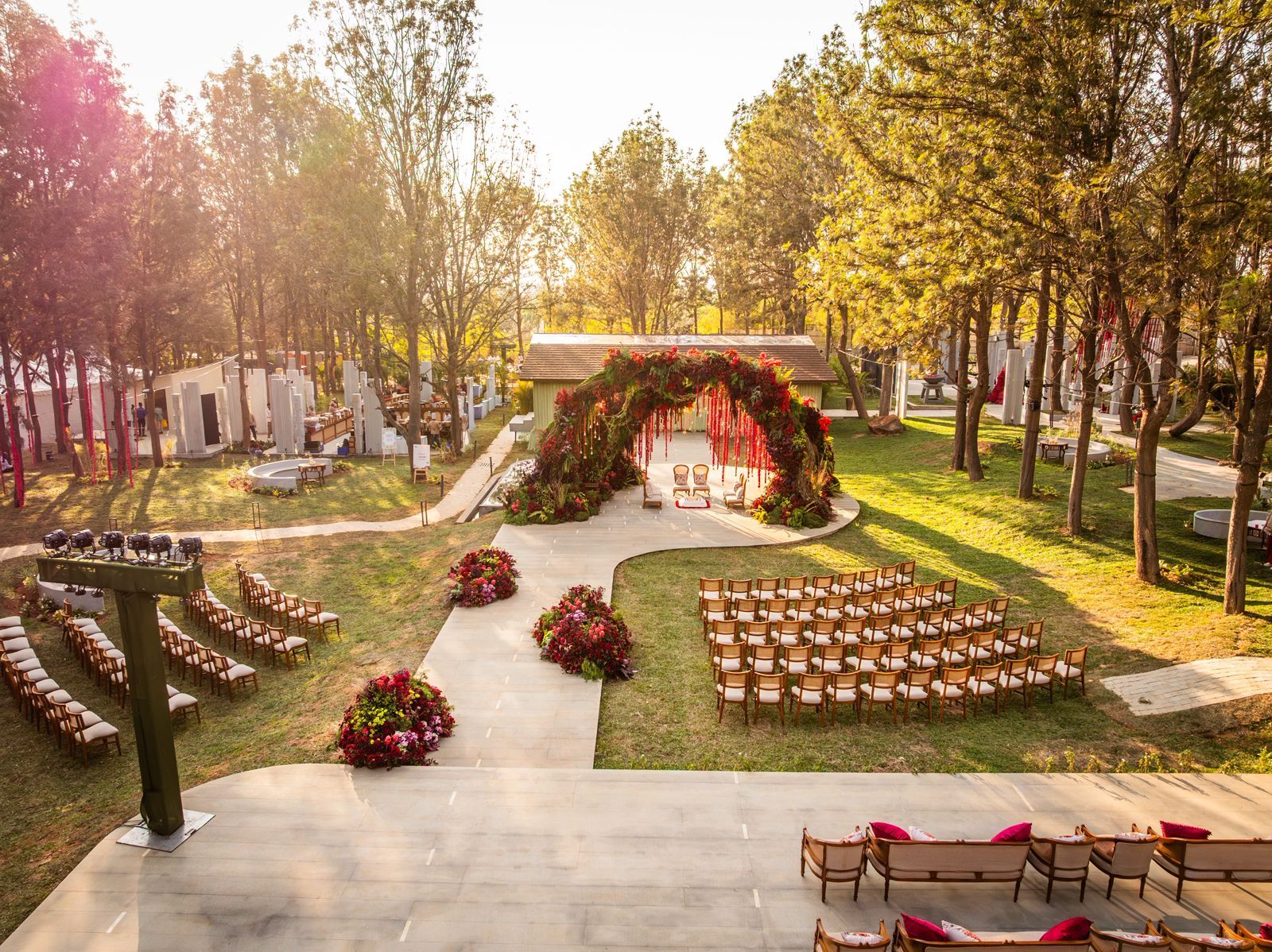 Guests enjoying a relaxed staycation wedding setting near Bangalore
