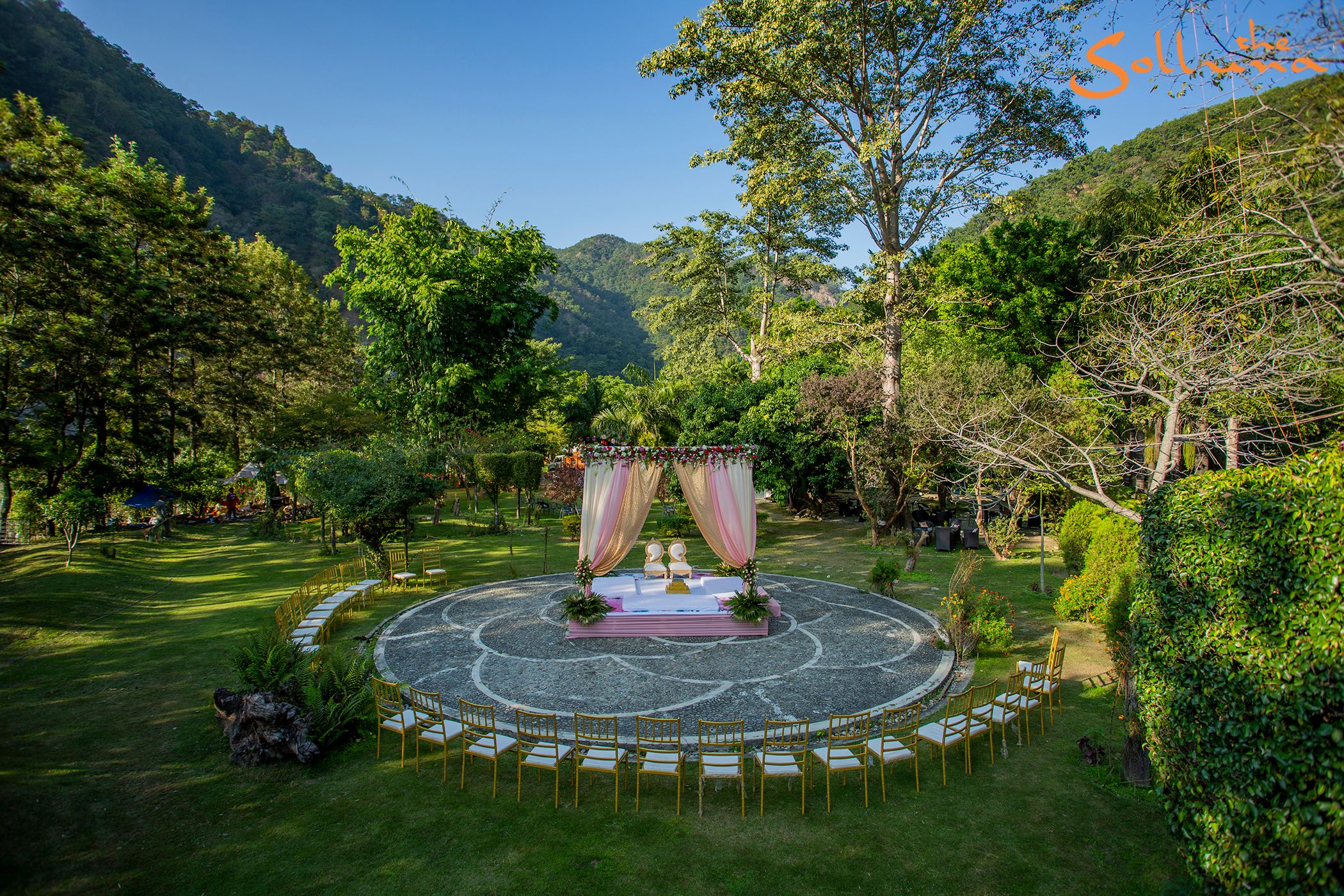 Outdoor wedding celebration near Jim Corbett