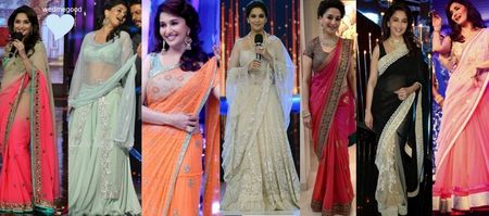 Inside Madhuri Dixit's Wardrobe : Our Favourite Sarees for your Bridal Trousseau !