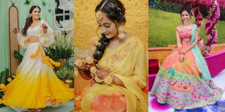 20+ Mehendi & Haldi Outfits That Brides Got Stitched On Their Own!