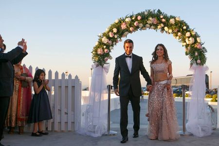 Santorini Destination Wedding With A Touch Of Pale Pink!