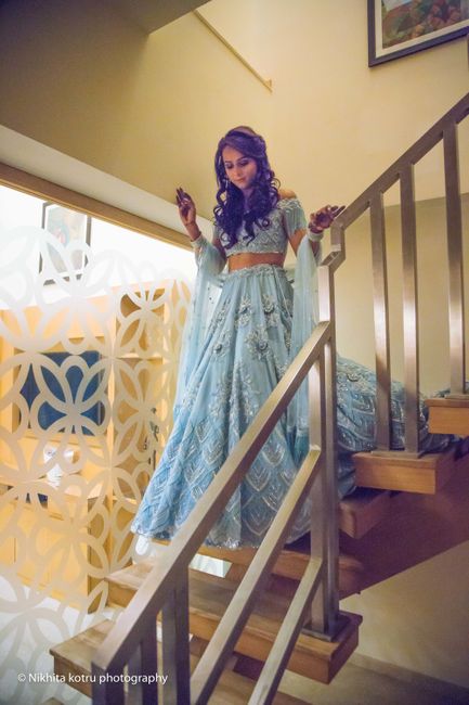 Pretty Delhi Engagement With A Bride In A Beautiful Powder Blue Concoction!
