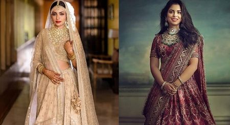 The Most Offbeat & Unique Sabyasachi Lehenga Colours That We Spotted On Real Brides Off Late!