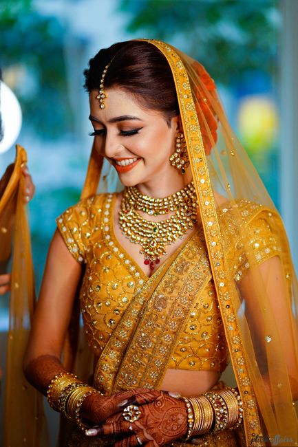 A Minimalist Mumbai Wedding With A Bride In A Self-Designed Breathtaking Gold Lehenga!