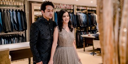 This Couple Chose Coordinated Outfits For Their Engagement From Manyavar And Mohey