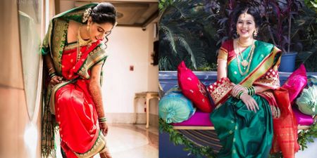 Lovely Nauvari Sarees On Maharashtrian Brides That We Loved!