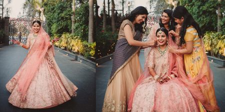 A Pretty Wedding With The Bride In A Shimmery Pastel Pink Lehenga