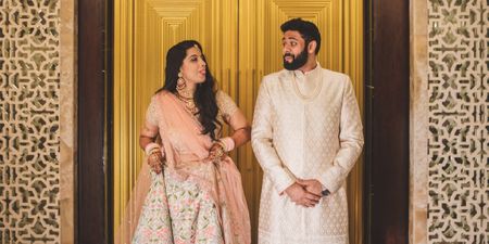 A Pretty Mumbai Wedding With A Couple In Perfectly Coordinate Pastel Outfits